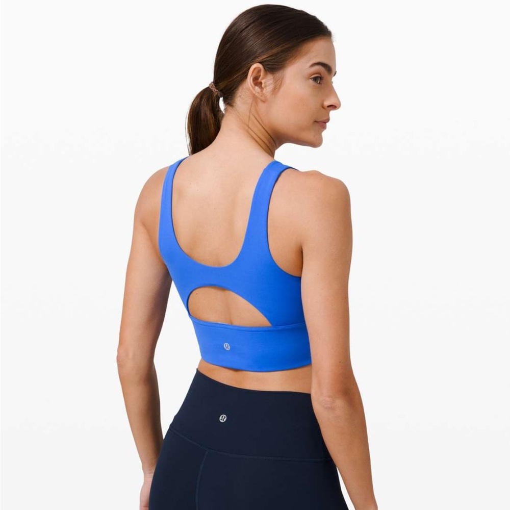 lululemon athletica stronger as one long line bra blue bell SIZE 4